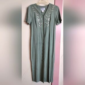 Women's embroidered button front maxi dress